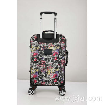 Printed Flowers Trolley Luggage with Removal Spinner